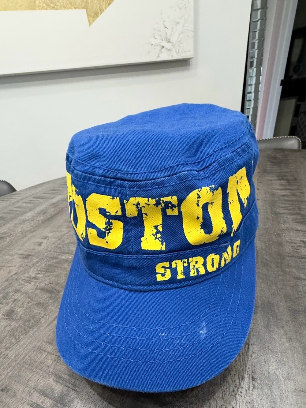 VINTAGE/Robin Ruth Blue and Yellow Boston Strong Military-Style Cap